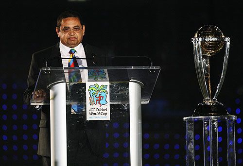 Percy Sonn speaks during the opening ceremony of the World Cup