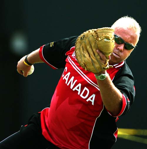 Andy Pick, the Canada coach, dishes out the fielding practise