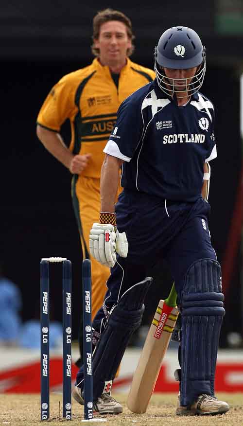 Fraser Watts had no answer to a sharp cutter from Glenn McGrath