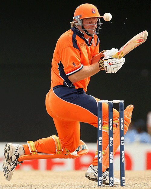 Tim de Leede tries to avoid a bouncer