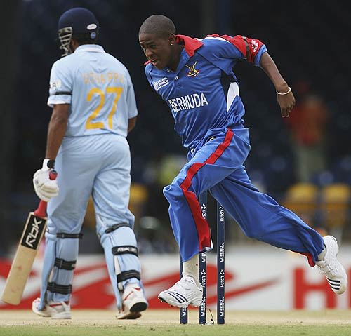 Malachi Jones dismissed Robin Uthappa with his first ball of the World Cup