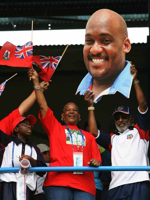 Bermuda fans cheer on Dwayne Leverock