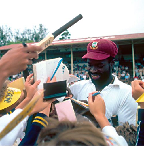 Franklyn Stephenson signs autographs during the West Indies rebel tour of South Africa