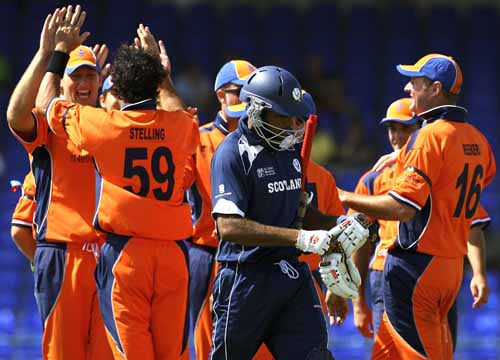 It's all over for Navdeep Poonia ... he walks back after being dismissed by Billy Stelling