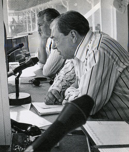 John Arlott -alongside Keith Miller- during his final commentary stint
