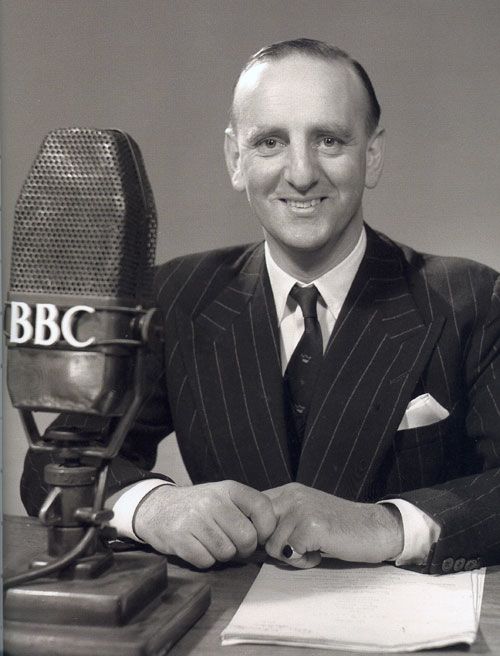 Brian Johnston in a posed BBC publicity shot