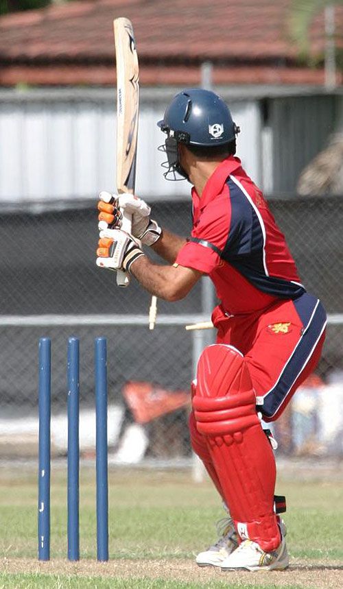 Hussain Butt bowled not playing shot by Franklyn Hinds
