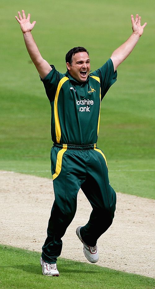 Mark Ealham appeals for the wicket of Gareth Cross