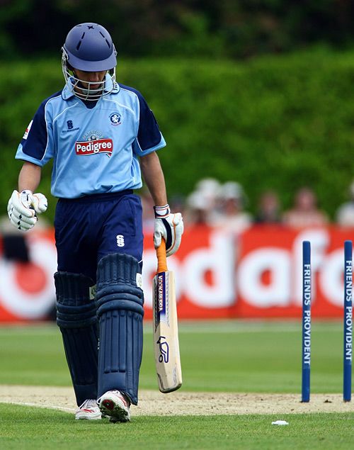 Christopher Taylor loses his middle stump second ball