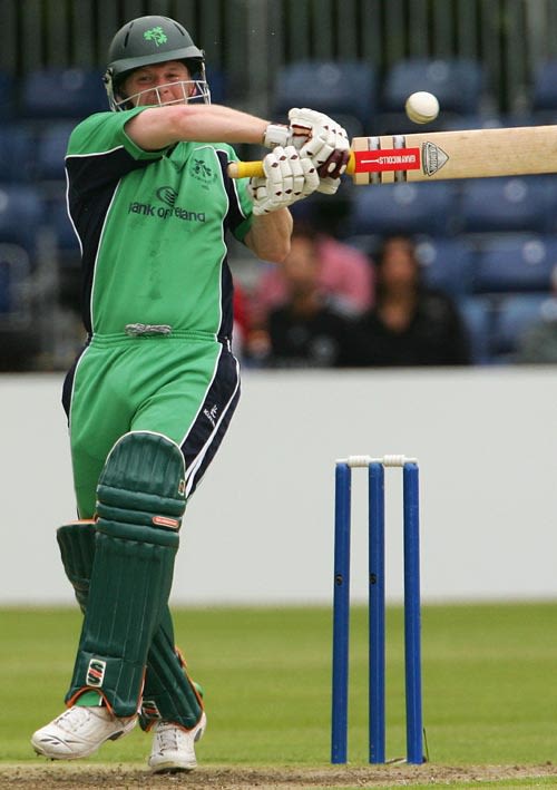 Ireland's Dominick Joyce attempts a pull to midwicket