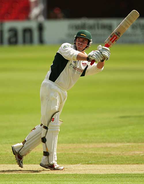 John Maunders flicks through the leg side as play finally starts at Grace Road