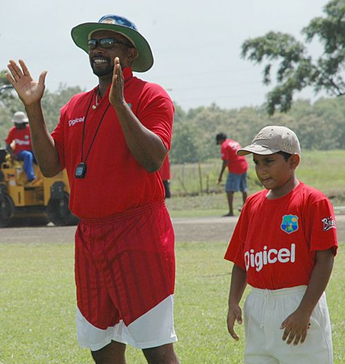 Kenny Benjamin oversees a coaching clinic for Trinidad & Tobago's Under-13s