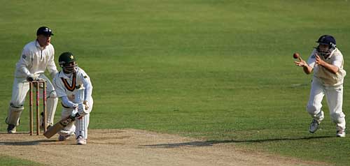 Mohammad Rameez is caught by Godleman at short leg