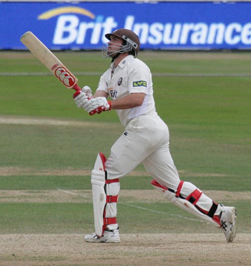 James Benning gets off the mark with a six