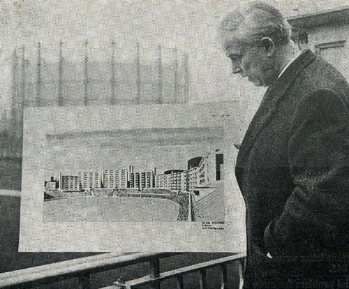Surrey secretary Geoffrey Howard examines plans for The Oval