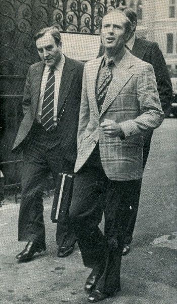 Geoff Boycott and Doug Insole arrive at the High Court