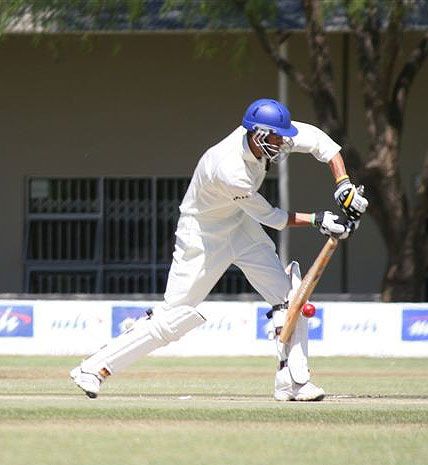 Bjorn Kotze defends during his innings of 163 not out