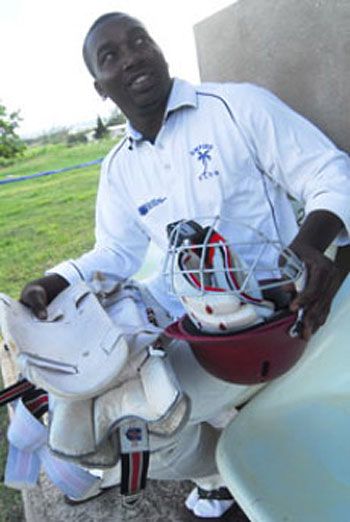 Alcindo Holder relaxing after his second innings on his return to the game