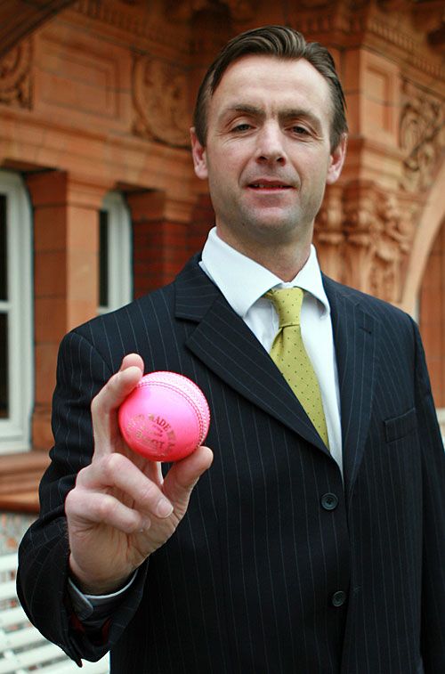 MCC head of cricket John Stephenson and a new prototype pink ball