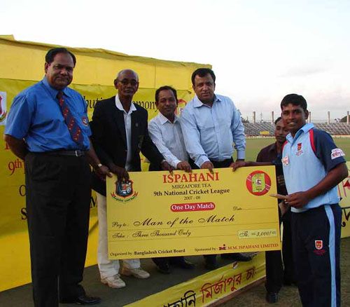 Golam Mabud receives the Man-of-the-Match award
