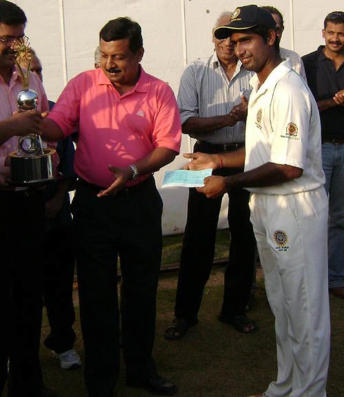 Sreekumar Nair is honoured for becoming the first Kerala batsman to score a first-class triple-hundred