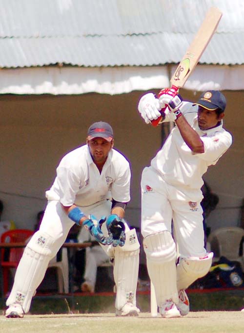 Sreekumar Nair flicks a delivery off his pads