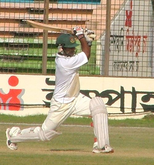 Gazi Salahuddin drives to the off side