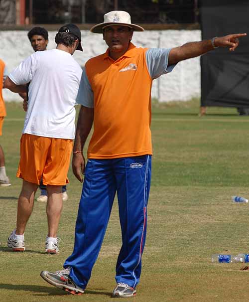 Rajesh Chauhan shouts out instructions during practice