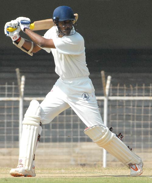 R Ramkumar drives square during his aggressive 65