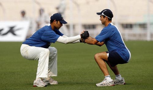 VVS Laxman is put through a fitness routine by trainer Greg King