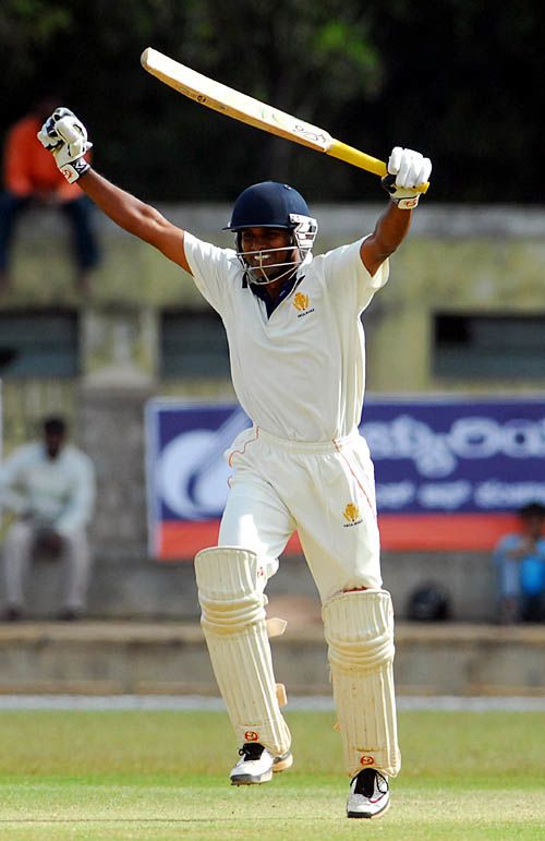 Yere Goud celebrates after reaching his century