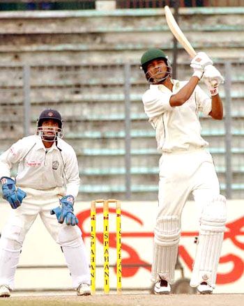 Barisal's Nadif Chowdhury hits a six during his 39