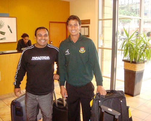 Sajidul Islam (right), called in as a replacement for Syed Rasel, with selector Nairmur Rahman