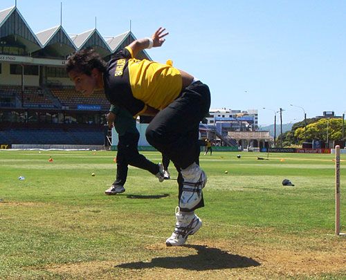 Sajidul Islam delivers the ball