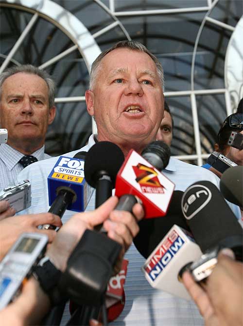 Mike Procter gives the media an update after Brad Hogg's charges were dropped
