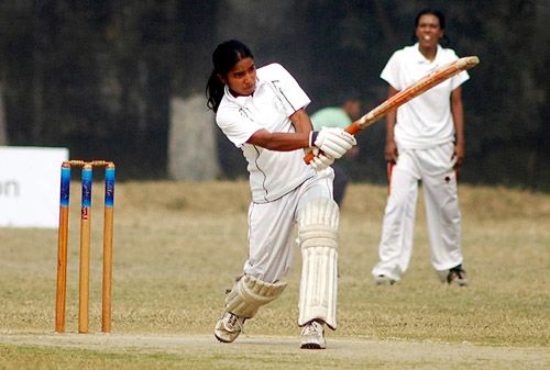Tithy Sarkar in action during the women's open cricket tournament in Bangladesh