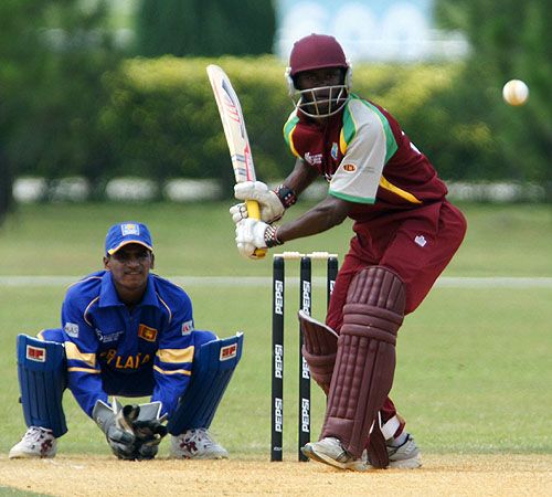 West Indies' Kyle Corbin in action against Sri Lanka