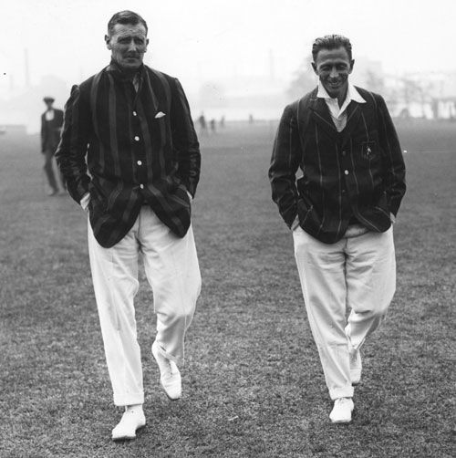 Gustavus Fowke and Herbie Taylor return after a pitch inspection