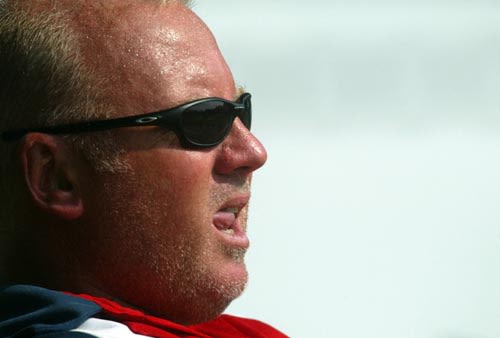 Andy Pick, the coach of the England Under-19s, maintains a keen eye on proceedings