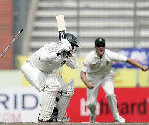 Mohammad Rafique's watches the off stump cartwheel