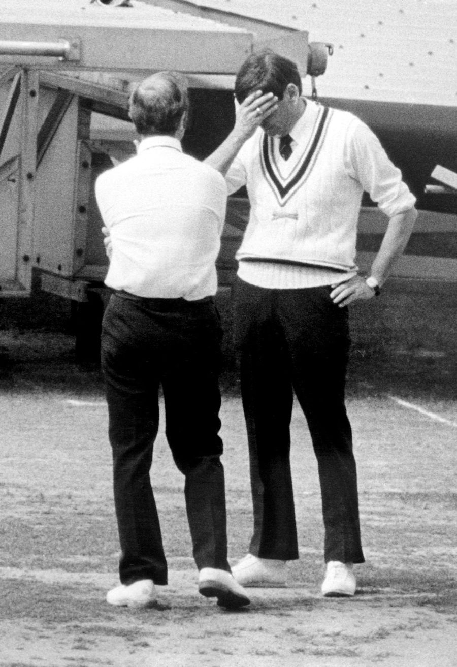 Dickie Bird and David Constant ponder the conditions