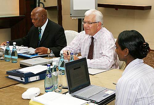 Ray Mali and Malcolm Speed preside over the ICC executive meeting