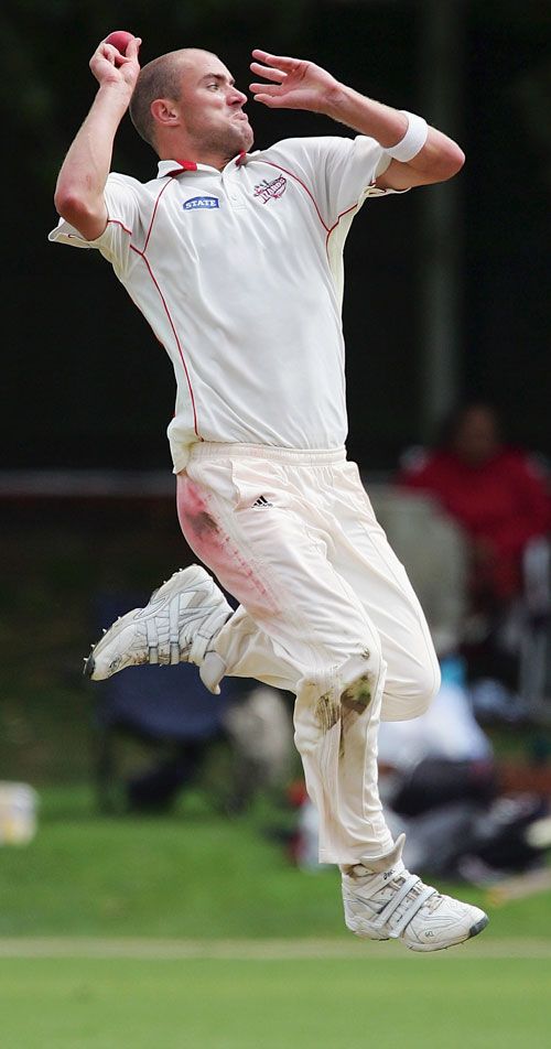 Leighton Burtt in his delivery stride