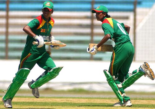 Salma Khatun and Panna Ghosh take a run during their 156-run stand