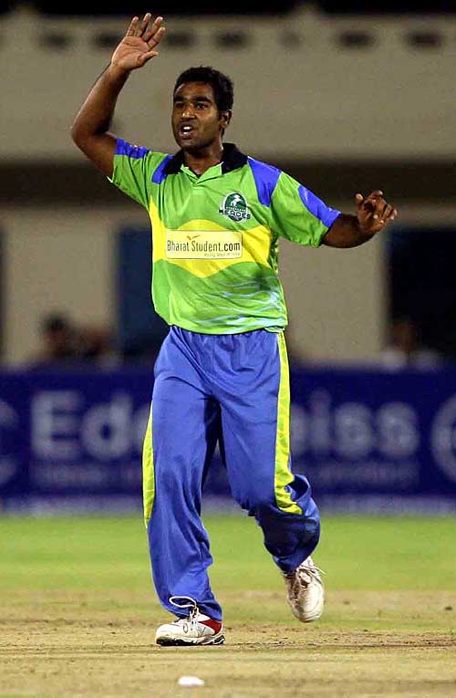 Alfred Absolem celebrates his second wicket