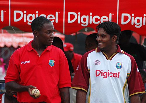 Fidel Edwards and Amit Jaggernauth at a sponsor's function