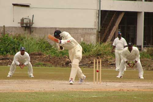 Marc Taylor from Bahamas flicks through midwicket