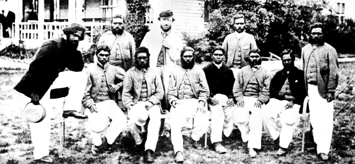 An Aboriginal side captained by Tom Wills at the MCG in 1866