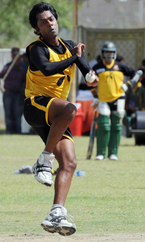 Syed Rasel charges in during a training session