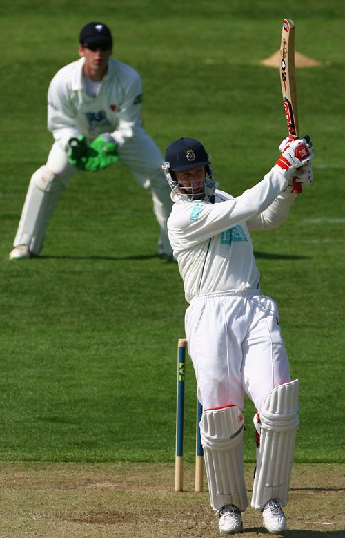 John Crawley rocks back to pull on his way to a half-century